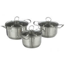 набір каструль A-Plus 3шт. нержав. зі скляними кришками  1294  (4)