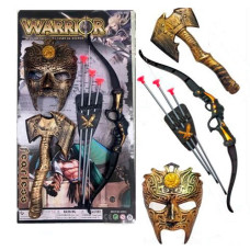 набір зі зброєю маска, сокира, лук, 3 стріли на бліст. 57,5х32х4см.  1688-96  (36)