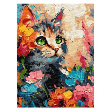 картина за номер. Ідейка 30х40см. "Пухнастий котик"  КНО6598