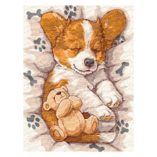 картина за номер. Ідейка 30х40см. "Сонний коргі"  КНО6617