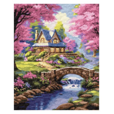 картина за номер. Ідейка 40х50см. "Будиночок у квітах"  КНО6343