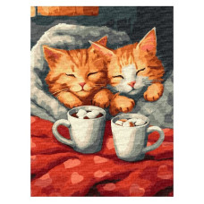 картина за номер. Ідейка 30х40см. "Закохані коти"  КНО6588