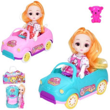 лялька шарнірна 15см., машминка 15см., ведмедик 4см., в кул. 14х25х8см.  600-87  (90)