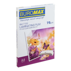 плівка для ламінування Buromax А4/ 75мкр. 216х303мм. 100шт.  ВМ.7722  (10)