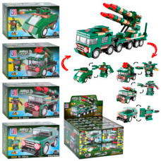 конструктор військовий транспорт, від 43 дет., 20шт. в диспл. 27х21,5х17см.  123-417/420  (240)