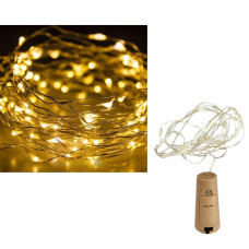 електрогірлянда Роса Пробка 2м. золоте світло, на батар.  ZABI-2