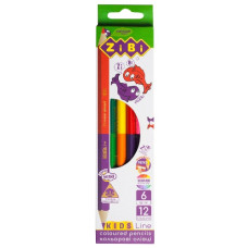 олівці кольор. Zibi двостор. Kids Line  6шт./12кол., шестигр., карт. уп., заточ.  ZB.2462  (48/480)