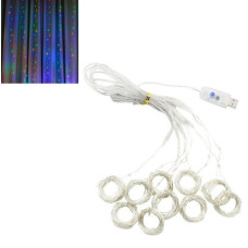 електрогірлянда штора-роса 100 LED, 3х0,6м., 20 ліній, 8 реж., USB, мульти колір  1935-01