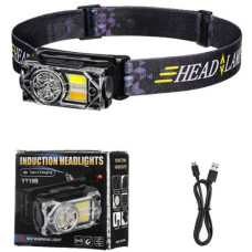 ліхтарик налобний з Li-Ion акум., Sensor, ЗП Type-C, White+Yellow+Red  PL-130/YY-19B-3SMD+2COB