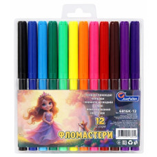 фломастери J.Otten 6816К-12 Принцеса 12кол. у жорсткому PVC  (12/192)