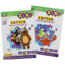 картон кольоровий Zibi Kids Line А4 10арк./10кол. (8 станд. + зол. + срібло) в рукаві  ZB.1958  (20)