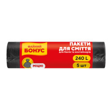 пакети для сміття Файний Бонус 240л./5шт.  90х125см.  (22)