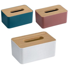 диспенсер для серветок пластиковий з бамбуковою кришкою  0484  (60)