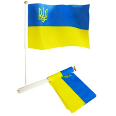 прапор України 90х60см. зі штоком (поліестер) з тризубом  782107  (10/400)