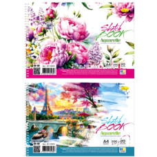 скетч-бук Апельсин "Акварельний" А4/20арк. на спіралі, блок аквар. папір 200гр./м2  АП-0203  (16)