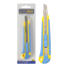 ніж універсальний Buromax  9мм., мет. направляюча, пласт. корпус с гум. вставками  ВМ.4601  (24)