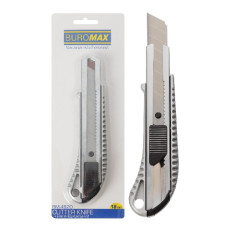 ніж універсальний Buromax 18мм., мет. направляюча, мет. корпус  ВМ.4620  (12/144)
