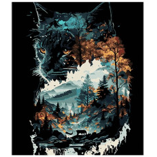 картина за номер. Strateg 40х50см. "Кішка в подвійній експозиції"  АН1128