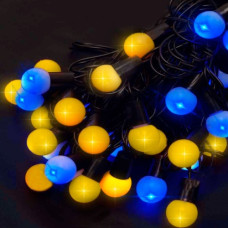 електрогірлянда кульки  40 LED 18мм., чорний провід, 7м., жовто-синій колір  1318-62