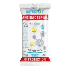 серветки вологі Naturelle antibacterial, D-panthenol, вітамін Е, іони срібла  15шт.  (40)
