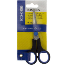 ножиці Economix E40401  14см., пласт. руч. з гумовими вставками, на бліст.  (12/240)