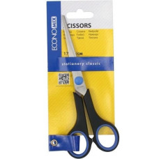 ножиці Economix E40402  17см., пласт. руч. з гумовими вставками, на бліст.  (12/144)