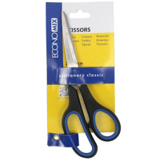 ножиці Economix E40403  20см., пласт. руч. з гумовими вставками, на бліст.  (12/144)