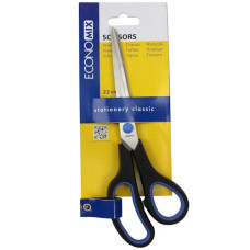 ножиці Economix E40404  22см., пласт. руч. з гумовими вставками, на бліст.  (12/144)