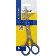 ножиці Economix E40423  17см., суцільнометалеві, ручки з гумовими. вставками, на бліст.  (12/144)