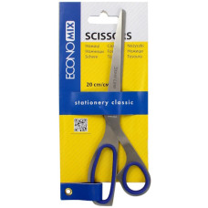 ножиці Economix E40424  20см., суцільнометалеві, ручки з гумовими вставками, на бліст.  (12/144)