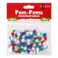 помпони Santi двокольорові, мікс 5 кольорів, d-10мм., 50шт./уп.  955447  (1/12/288)