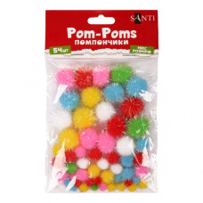 помпони Santi з голографічним люрексом, кольорові,d-8мм./12мм./20мм., 54шт./уп.  955439  (1/12/288)