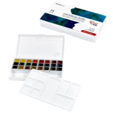фарби акварельні ROSA Studio 24кол.х1,6мл., напівкювета, пластик, пенал  3405024