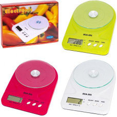 ваги кухонні електронні до 7кг.24,5х16,5см., платформа скло d-15см.  SCA-301/Х2-130/96956  (40)