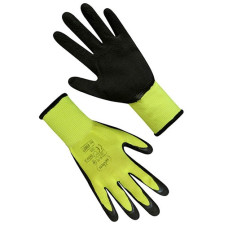 рукавиці Seven синтетичні салатові з чорним неповним спіненим латексним покриттям  PLL985/69857 (12)