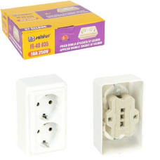 розетка зовнішня євро подвійна 10,5х6,5х4,5см. із заземленням  07/114515  (120)