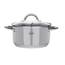 каструля Bravo Chef нержав. зі скляною кришкою 18см. 2,6л.  ВС-2001-18