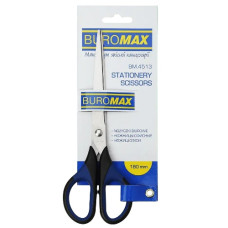 ножиці Buromax  офісні 18см., руч. з гумовими вставками,  на бліст.  ВМ.4513  (12/144)