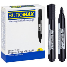маркер Buromax  перман. водостійкий чорний 2-4мм.  ВМ.8700-01  (12/144/864)