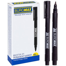 маркер Buromax  перман. водостійкий чорний 1мм.  ВМ.8704-01  (12/144/864)