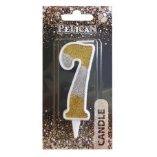 свічка для торту Pelican 7см. комбінована срібно-золота цифра "7"  867037  (12)