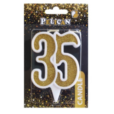 свічка для торту Pelican 7см. ювілейна золото "35"  867135  (32)
