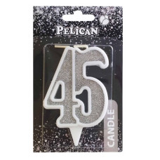 свічка для торту Pelican 7см. ювілейна срібло "45"  867245  (32)