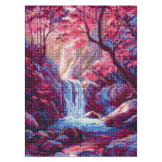алмазна мозаїка Ідейка 30х40см. "Водоспад у рожевих тонах"  АМО20288