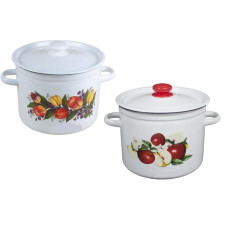 кастрюля эмалиров. цилиндрич. 9,0л. разные рис. с полыми ручками  1621/2
