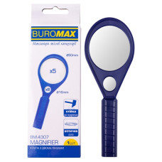 лупа Buromax пластикова, з двома лінзами (50мм./16мм.), п`яти/восьмикратне збільш.  ВМ.4307 (12/120)