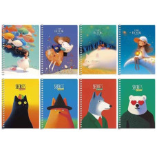 блокнот А6 80арк. на спіралі, виб. УФ-лак, білий блок, клітинка "Student"  A6-SC-080-6144К  (192)