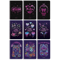 зошит на спіралі Школярик А5 80арк. ПК, тиснення, білий блок, клітинка  A5-SC-080-6127К  (72)