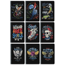 зошит на спіралі Школярик А5 80арк. ПК, тиснення, білий блок, клітинка  A5-SC-080-6128К  (72)