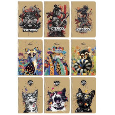 зошит на спіралі Школярик А5 96арк. крафт, ВД-лак, крем. блок, кліт. A5-SC-096-6139K (1/54)